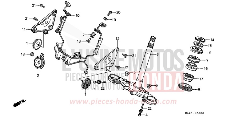 LENKSCHAFT von CB1300 Super Bold'or ABS SCHWARZ (NH1) von 1986